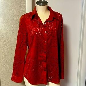 Suede copper button up blouse by Adore